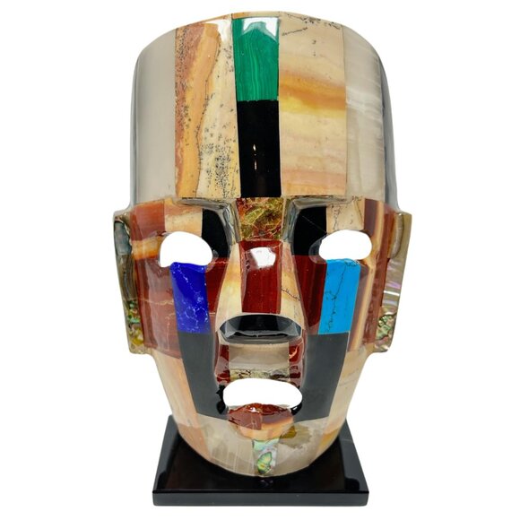 Unique Artistic Face Statue Vintage Art Colourful Statue - Picture 1 of 6